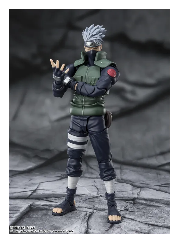 S.H.Figuarts Kakashi Hatake figure in his green flak vest, making a hand sign