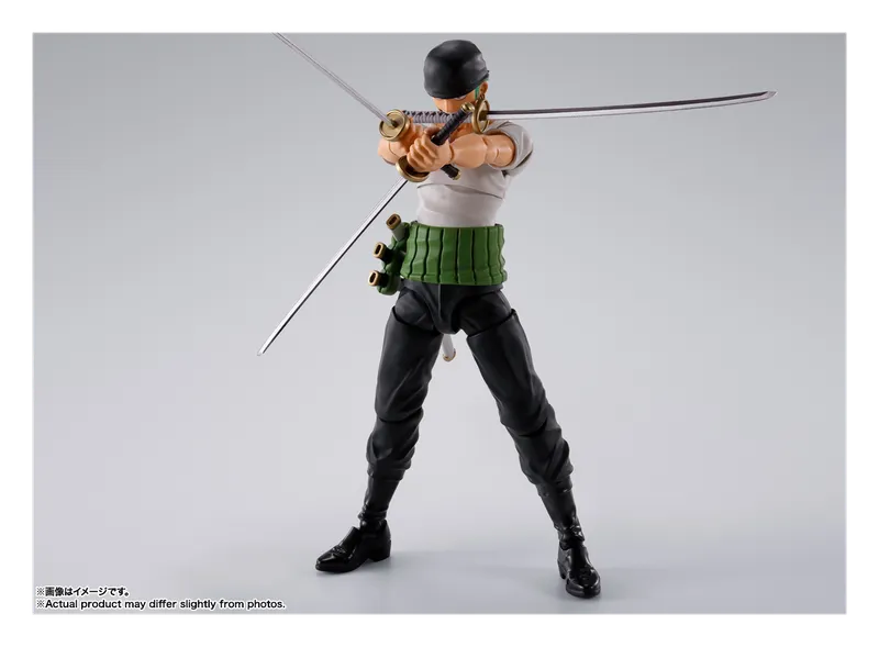 S.H.Figuarts Roronoa Zoro figure holding three katanas, one in his mouth