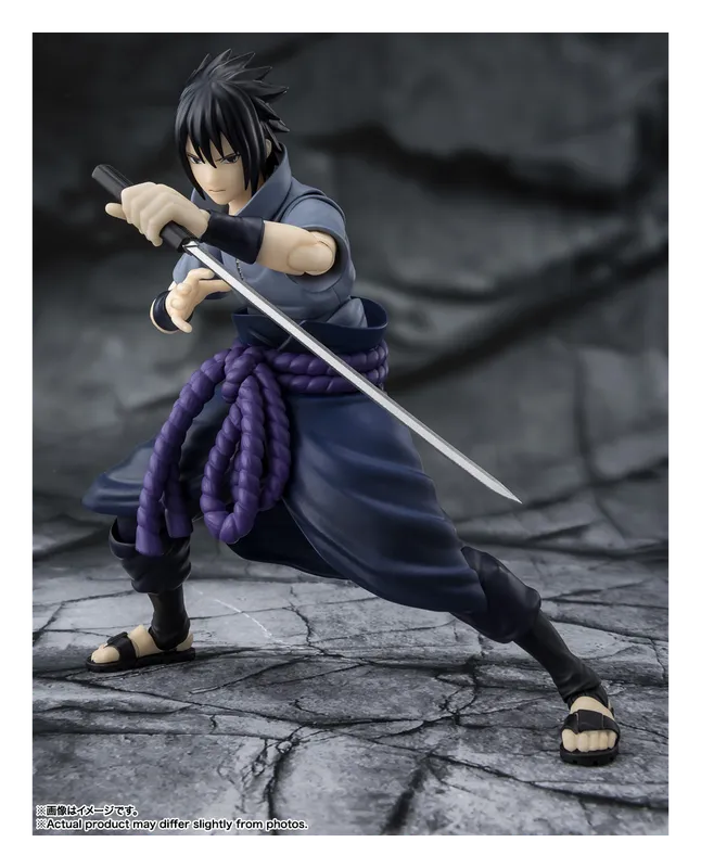 S.H.Figuarts Sasuke Uchiha figure drawing his sword in a low stance