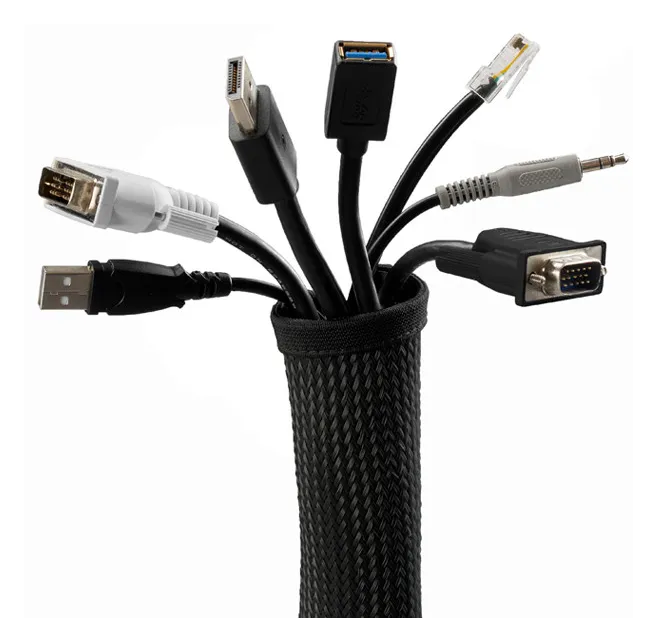 UPLIFT Desk Zipped Cable Sleeve with USB, HDMI, VGA and Ethernet cables inside