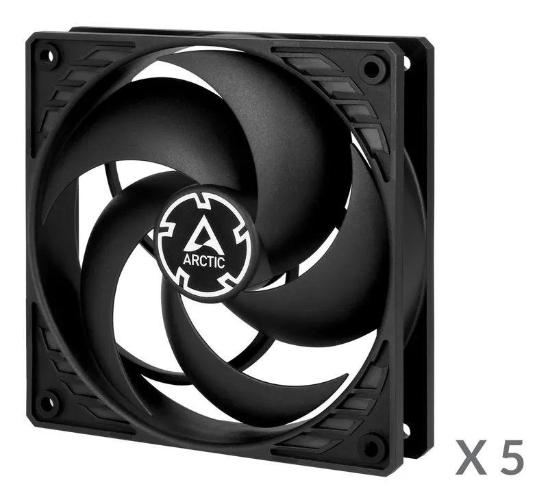Arctic P12 PWM PST black 120 mm fan, sold as a pack of five