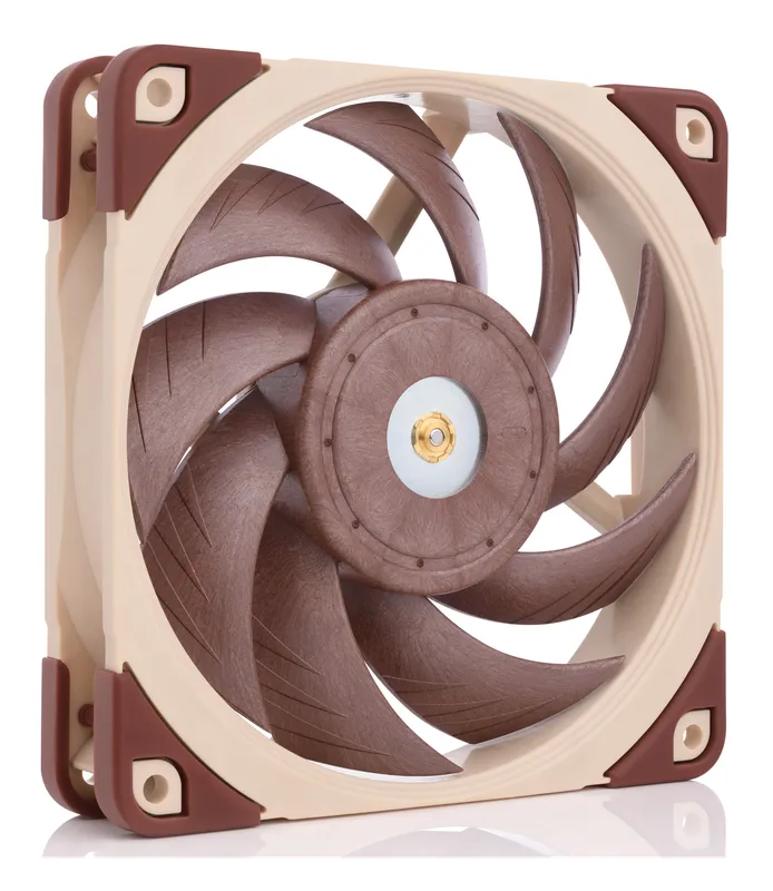 Noctua NF-A12x25 PWM 120 mm fan in beige and brown, front view