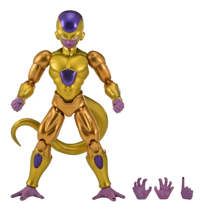 Dragon Stars Golden Frieza figure, front view, with extra hands