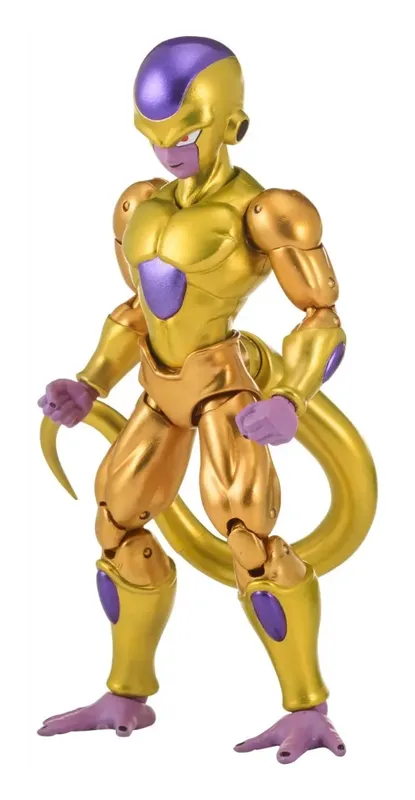 Dragon Stars Golden Frieza figure turned to the side, showing his tail