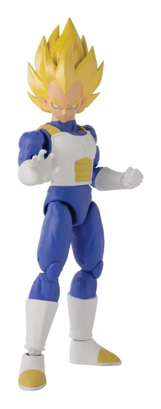 Dragon Stars Super Saiyan Vegeta figure in his Saiyan armor, reaching forward