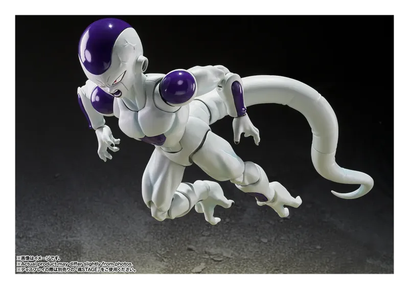 S.H.Figuarts Frieza Fourth Form figure lunging low with his tail curled