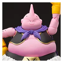 Close-up of the S.H.Figuarts Majin Buu figure's smiling face