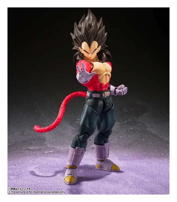 S.H.Figuarts Super Saiyan 4 Vegeta figure with red fur and tail, front view