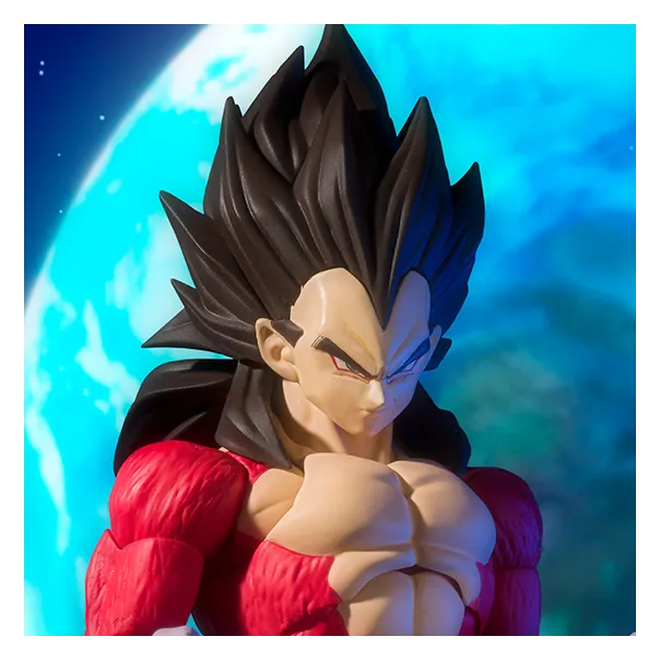 Close-up of the S.H.Figuarts Super Saiyan 4 Vegeta figure's face