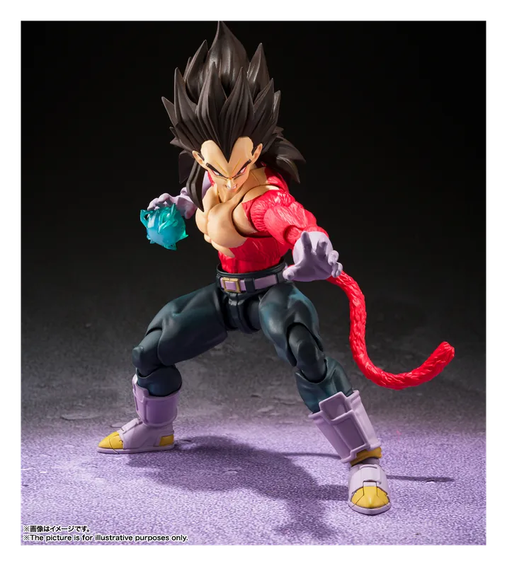 S.H.Figuarts Super Saiyan 4 Vegeta figure holding a blue energy blast