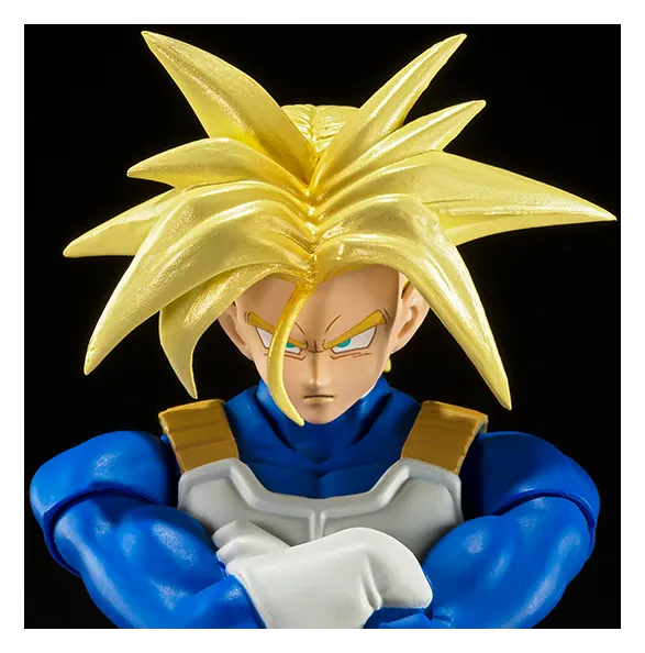 Close-up of the S.H.Figuarts Super Saiyan Trunks figure's face