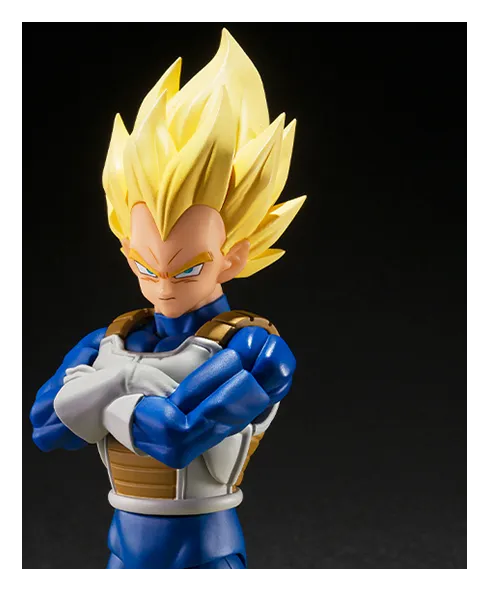 Close-up of the S.H.Figuarts Super Saiyan Vegeta figure's face