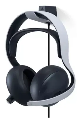 PlayStation Pulse Elite headset hanging on its charging hanger