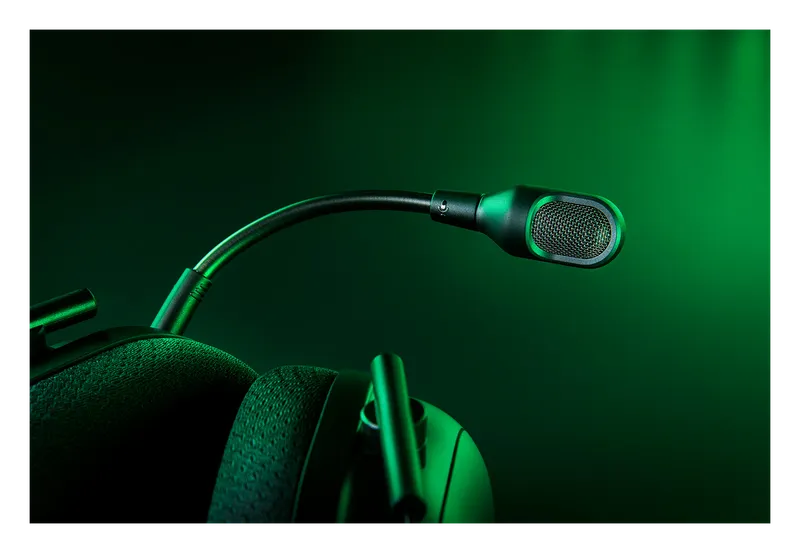 Close-up of the Razer BlackShark V2 Pro's detachable microphone