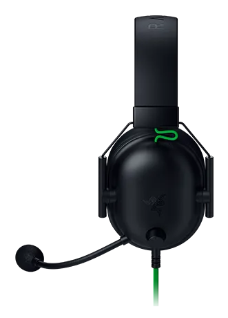 Razer BlackShark V2 X wired headset in black with green accents