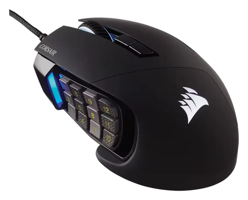 Corsair Scimitar RGB Elite MMO mouse with its 12-button side panel
