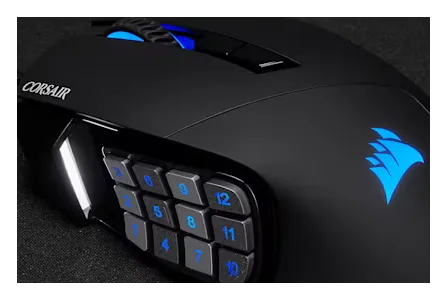Close-up of the Corsair Scimitar RGB Elite's numbered side buttons