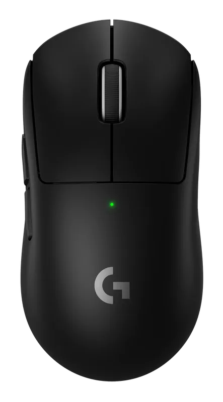 Logitech G Pro X Superlight 2 wireless gaming mouse in black, top view