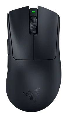 Razer DeathAdder V3 Pro wireless gaming mouse in black, top view