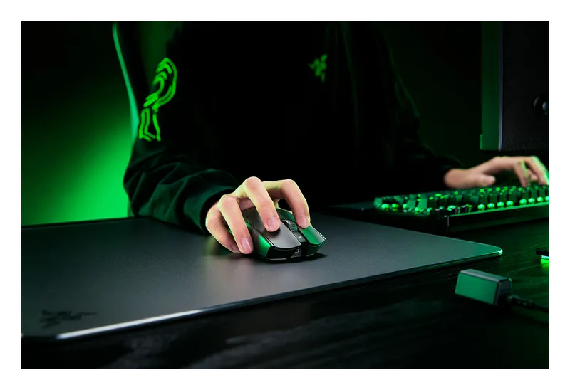 Razer Viper V3 Pro mouse in use at a gaming desk