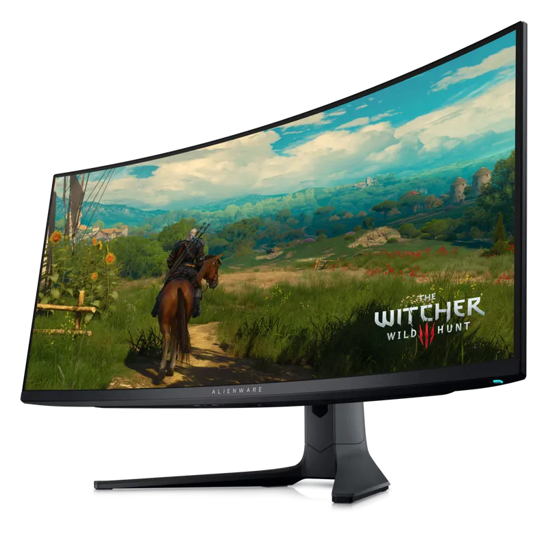 Alienware AW3423DWF 34-inch curved ultrawide QD-OLED monitor, angled view