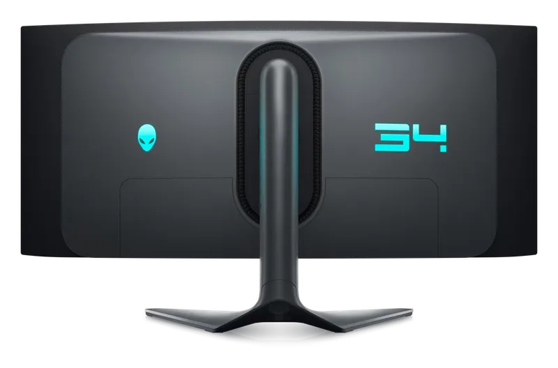 Back of the Alienware AW3423DWF monitor with the 34 lighting
