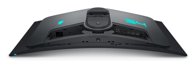 Alienware AW3423DWF monitor seen from above, showing its curve