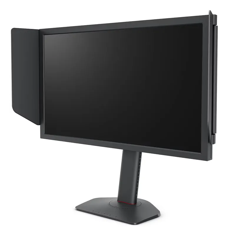 BenQ Zowie XL2566X+ monitor with shields, angled view