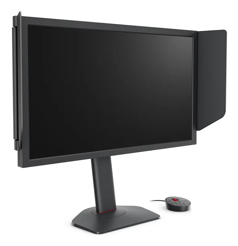 BenQ Zowie XL2566X+ monitor, angled view from the right with S-Switch