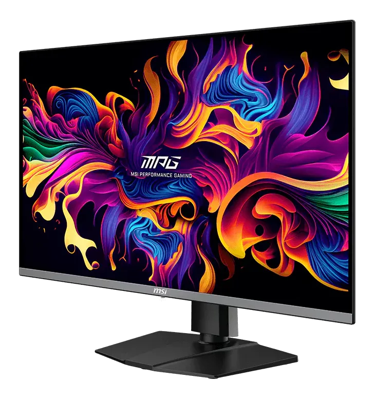MSI MPG 321URX monitor, angled front view