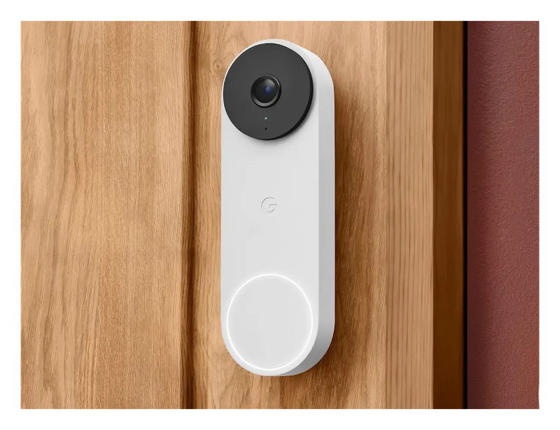 Google Nest Doorbell (Wired, 3rd Gen) mounted beside a front door
