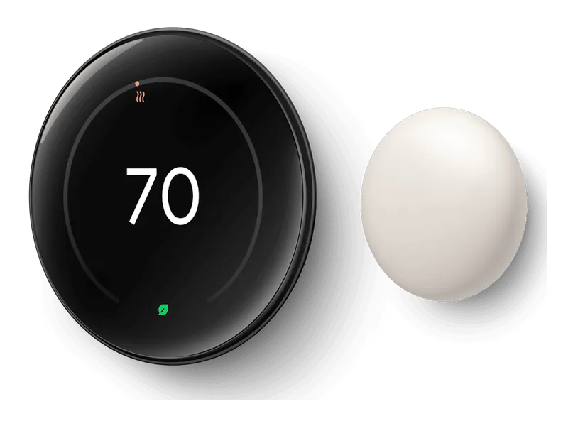Google Nest Learning Thermostat (4th Gen) with its Nest Temperature Sensor