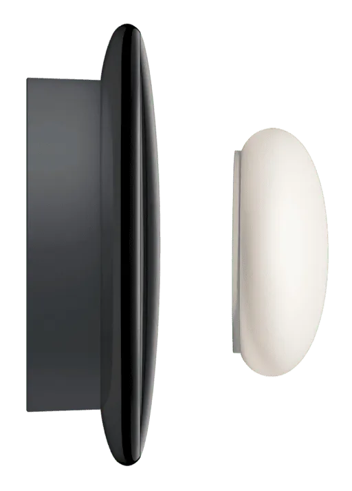 Google Nest Learning Thermostat (4th Gen) and sensor, side profile