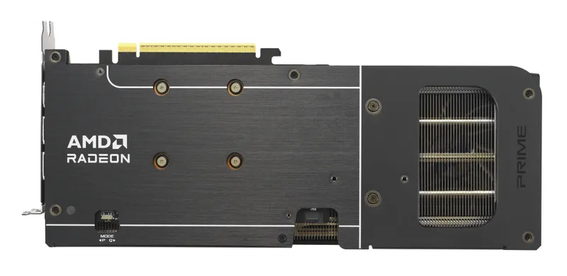 Backplate of the ASUS Prime Radeon RX 9060 XT 16 GB graphics card