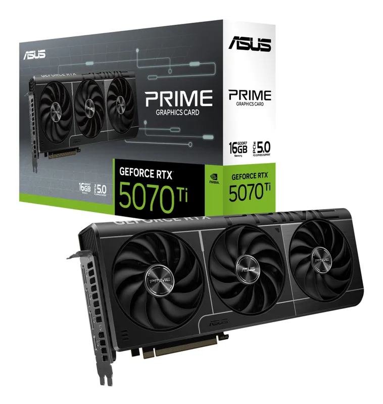 ASUS Prime GeForce RTX 5070 Ti graphics card with its retail box