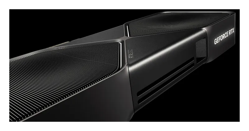 Close-up of the GeForce RTX 5090 Founders Edition fin stack