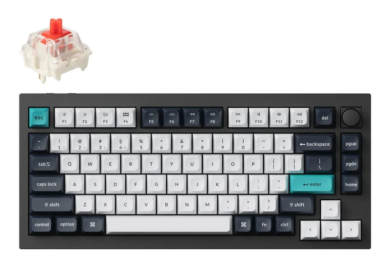 Keychron Q1 Max 75% wireless mechanical keyboard with a red Gateron Jupiter switch
