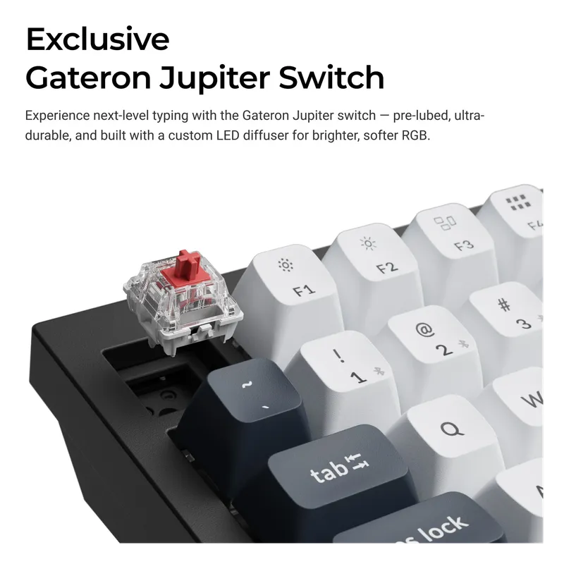 Close-up of the Keychron Q1 Max's Gateron Jupiter Red switch