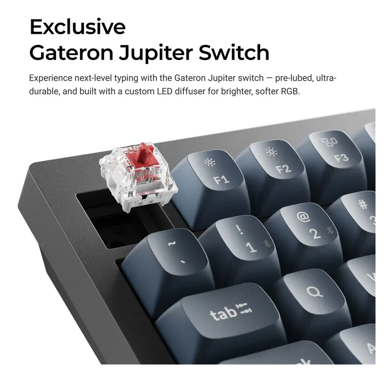 Close-up of a Gateron Jupiter switch on the Keychron V1 Max