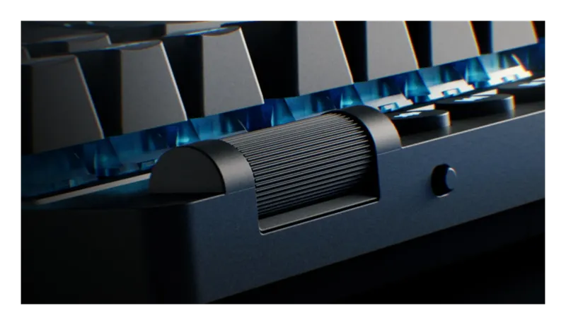Close-up of the Logitech G Pro X TKL Lightspeed volume roller