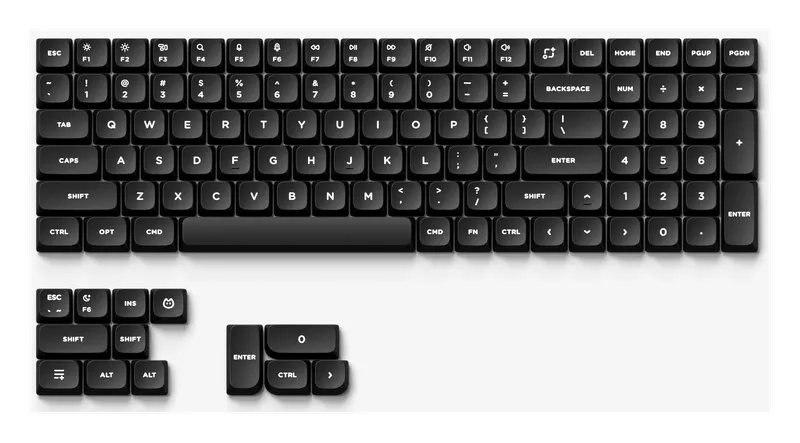 Black NuPhy Air75 V3 low-profile keycap set laid out flat