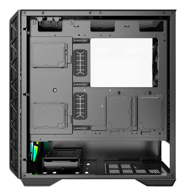 Inside the Montech AIR 903 MAX case, showing the motherboard tray