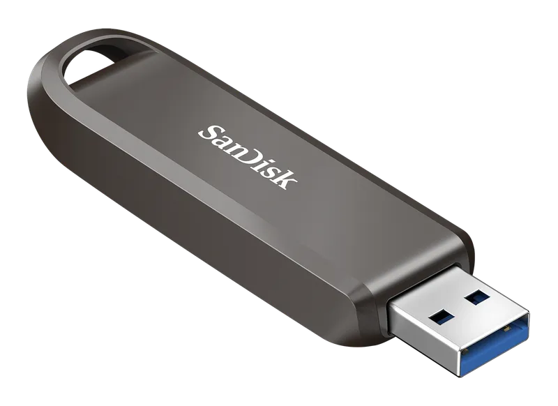 SanDisk Extreme PRO USB-A flash drive, angled view with the connector