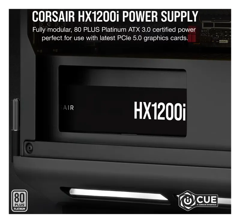 Corsair HX1200i power supply installed in a PC