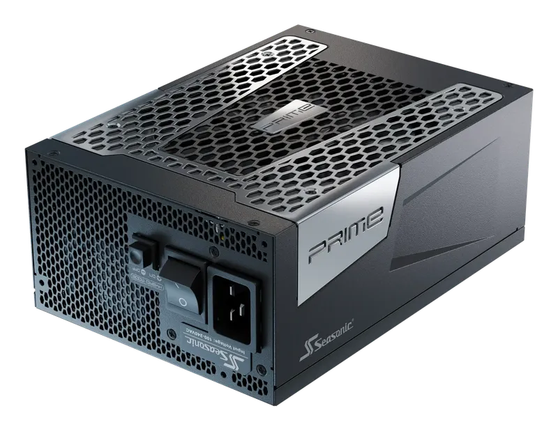 Seasonic Prime TX-1300 power supply, angled view of the back panel