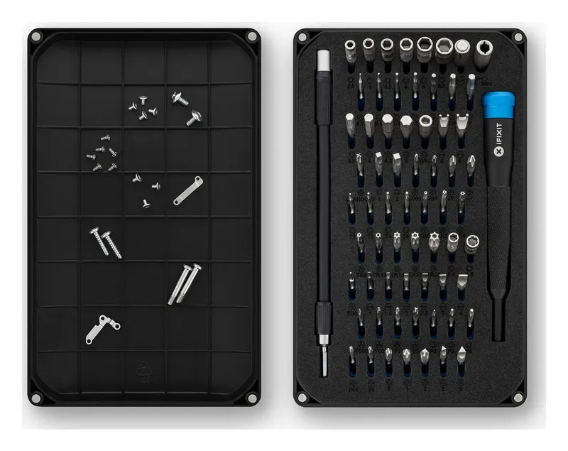 iFixit Mako Driver Kit with the lid used as a screw tray