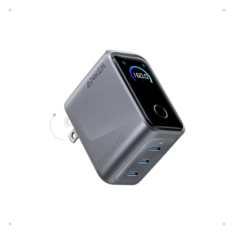 Anker Prime Charger 160W with three ports and smart display