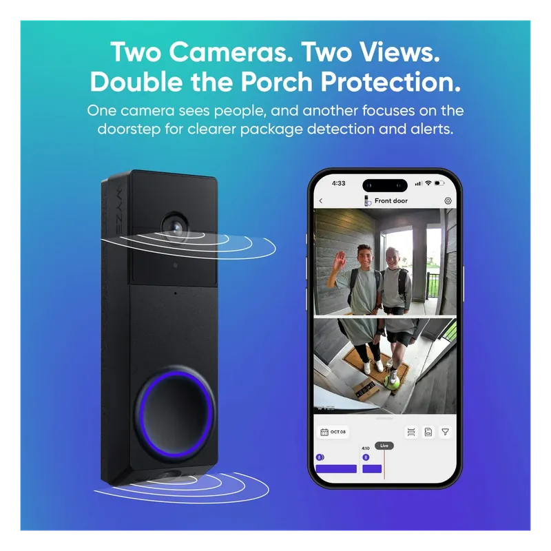 Wyze Duo Cam Doorbell's two camera views in the Wyze app
