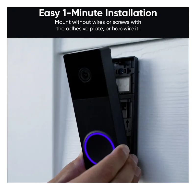 Wyze Duo Cam Doorbell being mounted beside a door