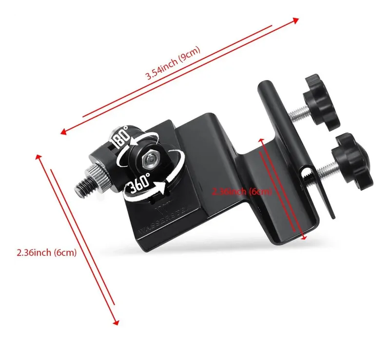Wasserstein gutter mount dimensions with 360° swivel and 180° tilt